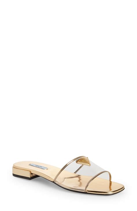 prada clear slides women|Prada flat sandals black.